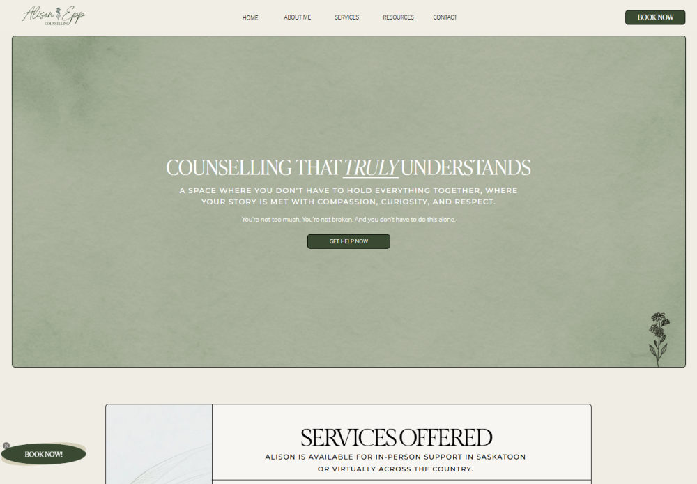 Alison Epp Counselling website