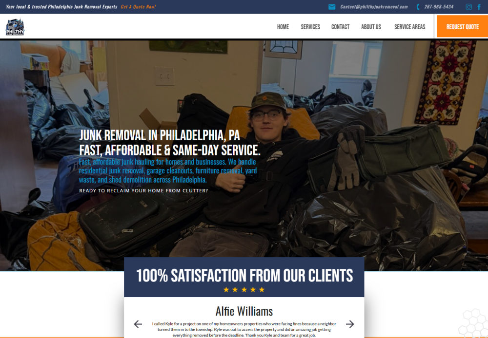 Philthy Junk Removal website