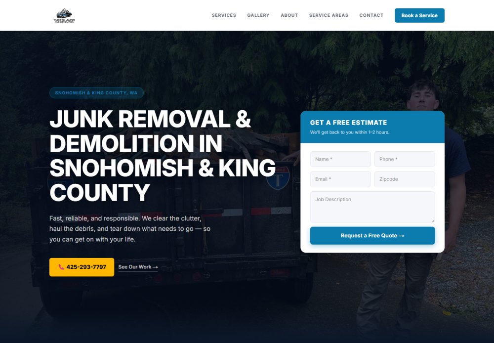 Torre Junk & Demolition website